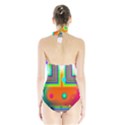 Crossroads Of Awakening, Abstract Rainbow Doorway  Women s Halter One Piece Swimsuit View2