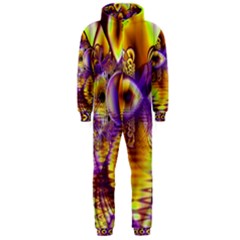 Golden Violet Crystal Palace, Abstract Cosmic Explosion Hooded Jumpsuit (men)  by DianeClancy