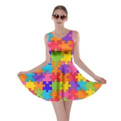 Funny Colorful Puzzle Pieces Skater Dress by yoursparklingshop