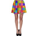 Funny Colorful Puzzle Pieces Skater Skirt View1