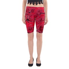 Red Love Roses Yoga Cropped Leggings by yoursparklingshop