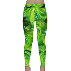 Festive Green Glitter Roses Valentine Love  Yoga Leggings by yoursparklingshop