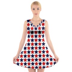 Patriot Stars V-neck Sleeveless Skater Dress by StuffOrSomething