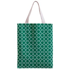 Emerald Green Quatrefoil Pattern Zipper Classic Tote Bag by Zandiepants