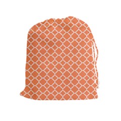 Tangerine Orange Quatrefoil Pattern Drawstring Pouch (xl) by Zandiepants