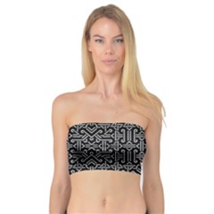 Black And White Ethnic Sharp Geometric  Print Bandeau Top