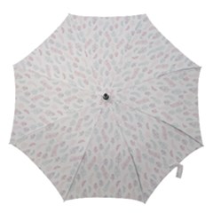 Whimsical Feather Pattern, Soft Colors, Hook Handle Umbrella (large)