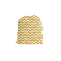 Sunny Yellow & White Zigzag Pattern Drawstring Pouch (small) by Zandiepants