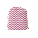 soft pink & White Zigzag Pattern Drawstring Pouch (Large) View2