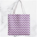 Lilac Purple & White Zigzag Pattern Zipper Grocery Tote Bag View1