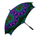 Star Of Leaves, Abstract Magenta Green Forest Golf Umbrellas View2