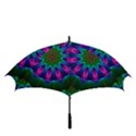 Star Of Leaves, Abstract Magenta Green Forest Golf Umbrellas View3