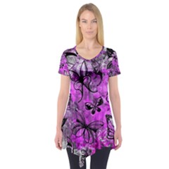 Butterfly Graffiti Short Sleeve Tunic  by ArtistRoseanneJones