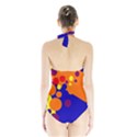 Blue and orange dots Halter Swimsuit View2