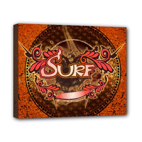 Surfing, Surfboard With Floral Elements  And Grunge In Red, Black Colors Canvas 10  X 8  by FantasyWorld7