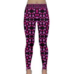 Dots Pattern Pink Yoga Leggings  by BrightVibesDesign