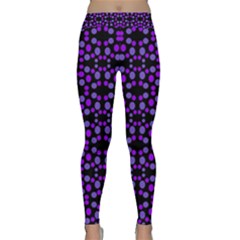 Dots Pattern Purple Yoga Leggings  by BrightVibesDesign