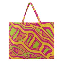 Orange Hot Abstract Art Zipper Large Tote Bag by Valentinaart