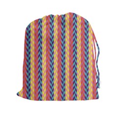 Colorful Chevron Retro Pattern Drawstring Pouches (xxl) by DanaeStudio