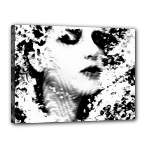 Romantic Dreaming Girl Grunge Black White Canvas 16  X 12  by EDDArt