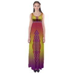 Flower Of Life Vintage Gold Ornaments Red Purple Olive Empire Waist Maxi Dress by EDDArt