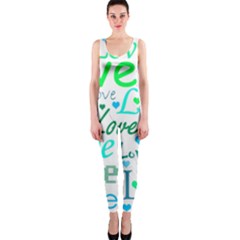 Love Pattern - Green And Blue Onepiece Catsuit by Valentinaart