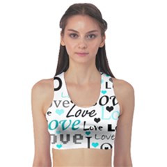 Love Pattern - Cyan Sports Bra by Valentinaart