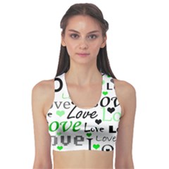 Green  Valentine s Day Pattern Sports Bra by Valentinaart