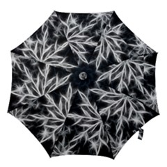 Snowflake In Feather Look, Black And White Hook Handle Umbrellas (large) by picsaspassion