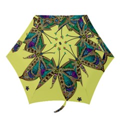 Butterfly Mosaic Yellow Colorful Mini Folding Umbrellas by Amaryn4rt