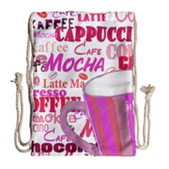 Coffee Cup Lettering Coffee Cup Drawstring Bag (large) by Amaryn4rt