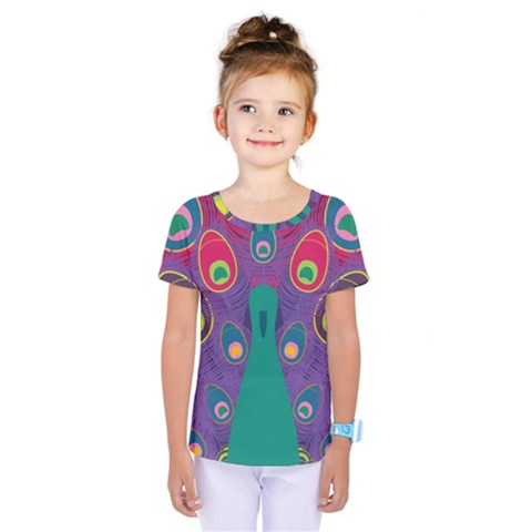 Peacock Bird Animal Feathers Kids  One Piece Tee by Amaryn4rt