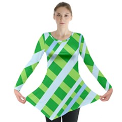 Fabric Cotton Geometric Diagonal Long Sleeve Tunic  by Nexatart