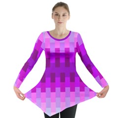 Geometric Cubes Pink Purple Blue Long Sleeve Tunic  by Nexatart