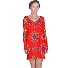 Geometric Circles Seamless Pattern Long Sleeve Nightdress by Nexatart