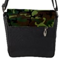 Camouflage Green Brown Black Flap Messenger Bag (S) View1