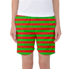 Pattern Lines Red Green Women s Basketball Shorts by Nexatart