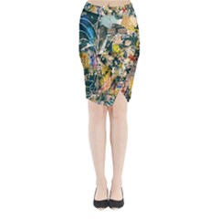 Art Graffiti Abstract Lines Midi Wrap Pencil Skirt by Nexatart