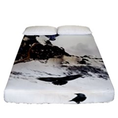 Birds Crows Black Ravens Wing Fitted Sheet (queen Size) by Amaryn4rt