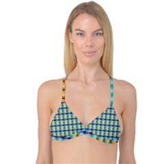 Pattern Grid Squares Texture Reversible Tri Bikini Top