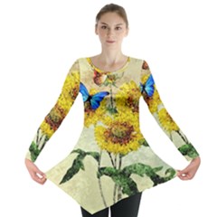 Backdrop Colorful Butterfly Long Sleeve Tunic 