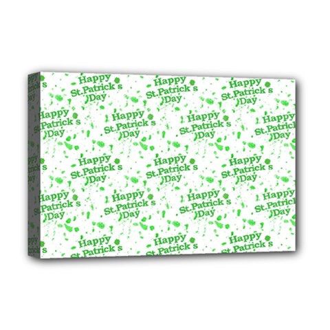 Saint Patrick Motif Pattern Deluxe Canvas 18  X 12   by dflcprints