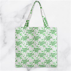 Saint Patrick Motif Pattern Zipper Grocery Tote Bag by dflcprints