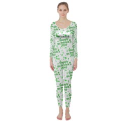 Saint Patrick Motif Pattern Long Sleeve Catsuit by dflcprintsclothing