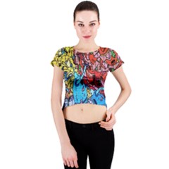 Colorful Graffiti Art Crew Neck Crop Top by Nexatart