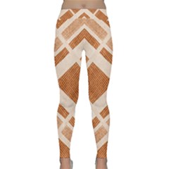 Fabric Textile Tan Beige Geometric Classic Yoga Leggings by Nexatart