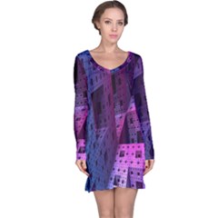 Fractals Geometry Graphic Long Sleeve Nightdress