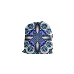 Fractal Cathedral Pattern Mosaic Drawstring Pouches (xs)  by Nexatart