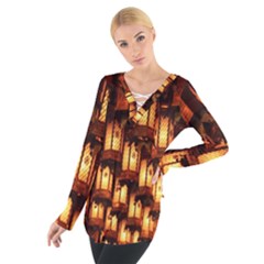 Light Art Pattern Lamp Women s Tie Up Tee by Nexatart