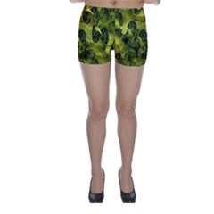 Olive Seamless Camouflage Pattern Skinny Shorts by Nexatart